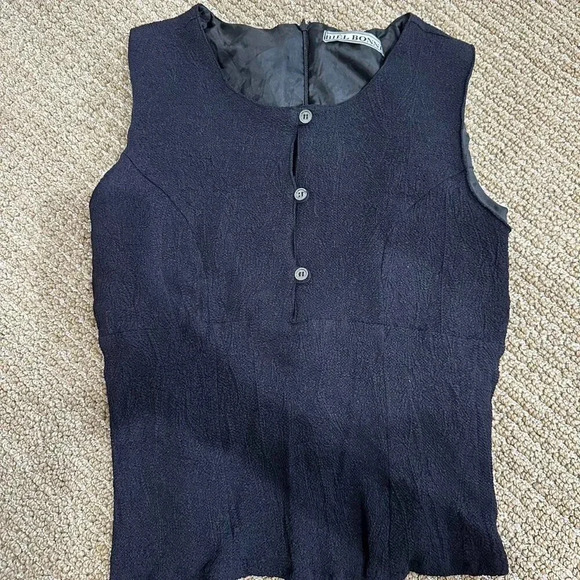 Vintage Black Button Vest - Picture 1 of 5